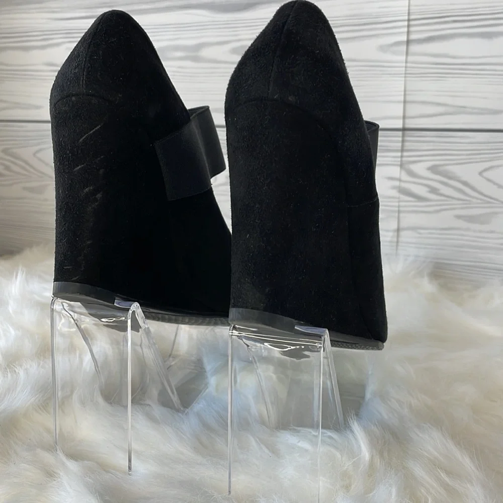 Stuart Weitzman Suede Peep-Toe Wedges‎